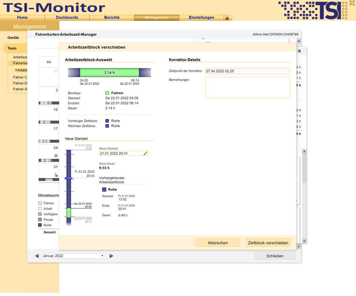 Fehlerhafte Arbeitszeiten leicht, intuitiv und visualisiert korrigieren.